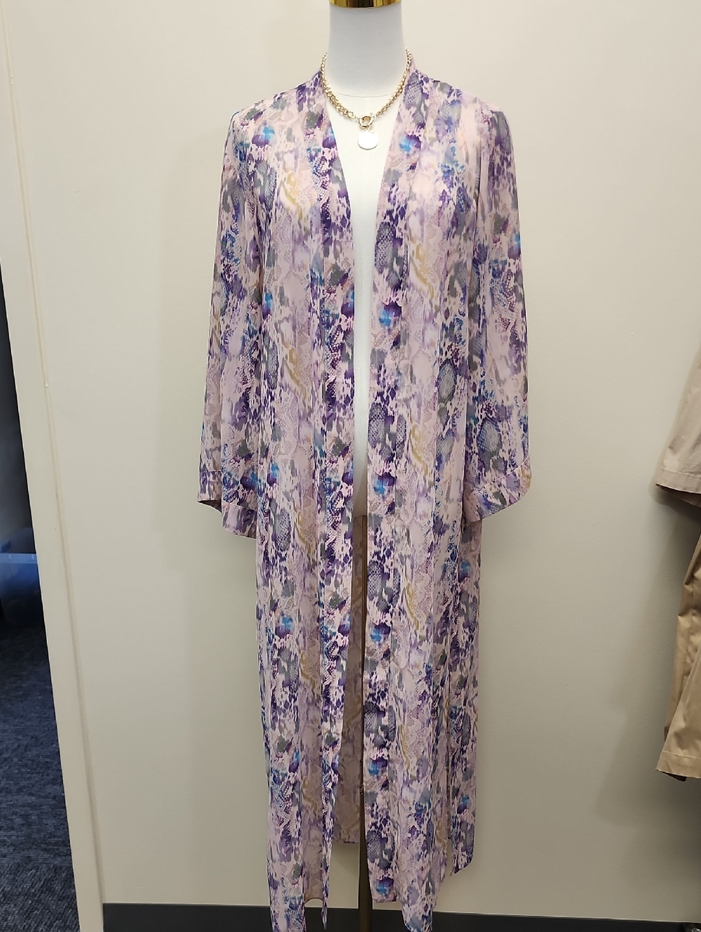 AllSaints Sheer Floral Kimono Duster Robe Lightweight Layering Size Large